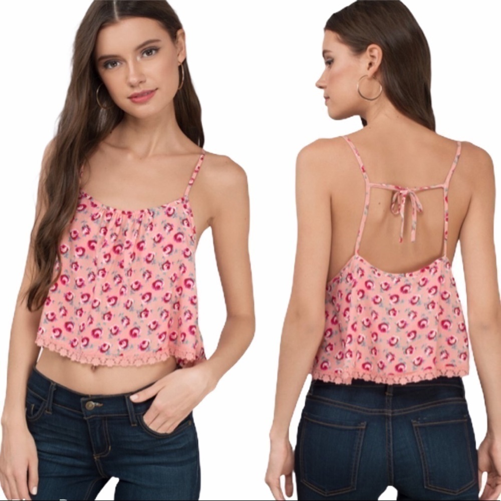 NWT Tobi Pink Floral‎ Print Sleeveless Crop Top M​​​​​​​​​​​​​​​​​​​​​​​​​​​​​​